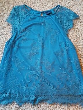 Daytrip Teal Lace Flutter-Sleeve Camisole